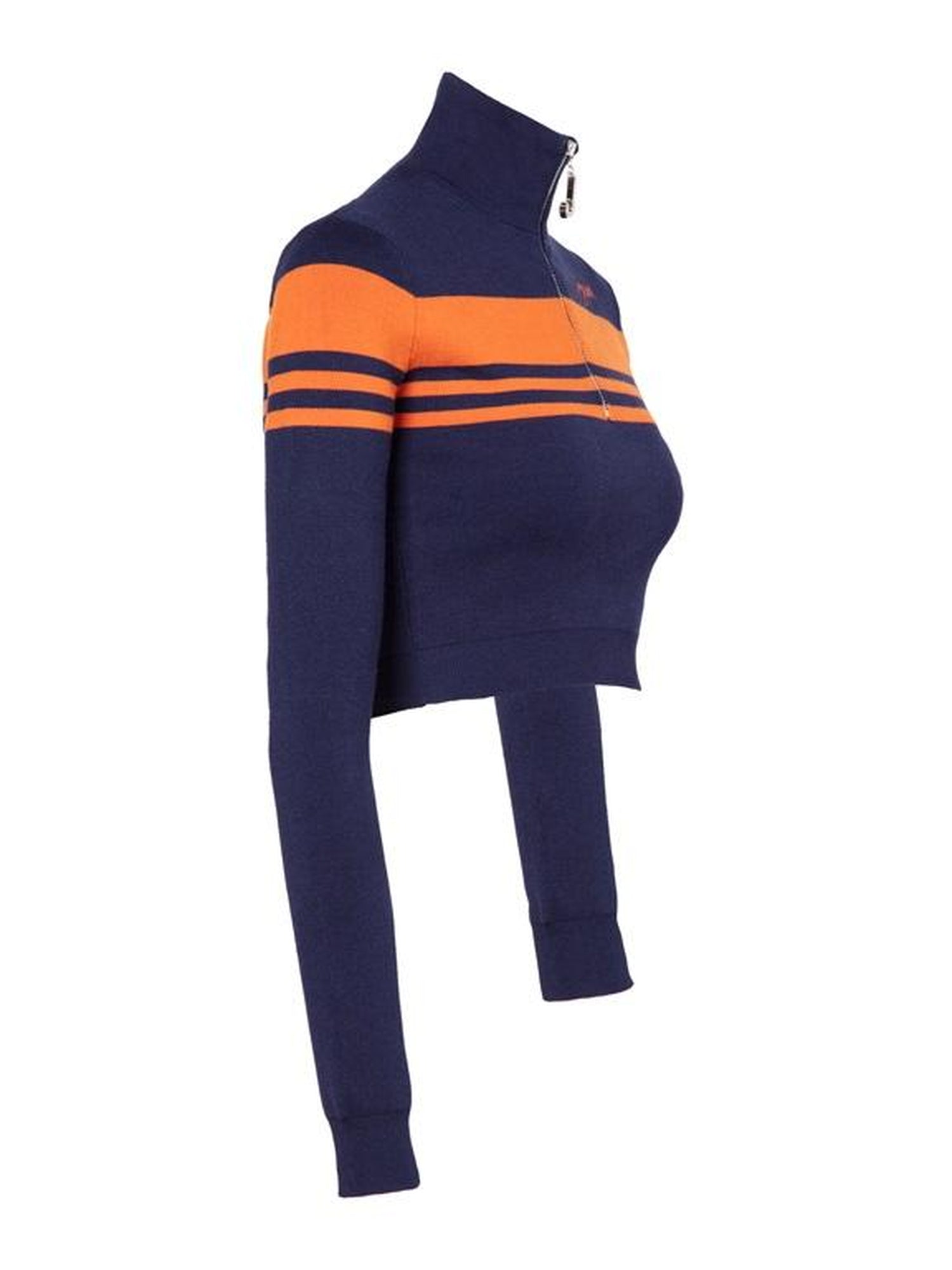 JYOSEI Retro Bella High Neck Cropped Sweater Orange Blue