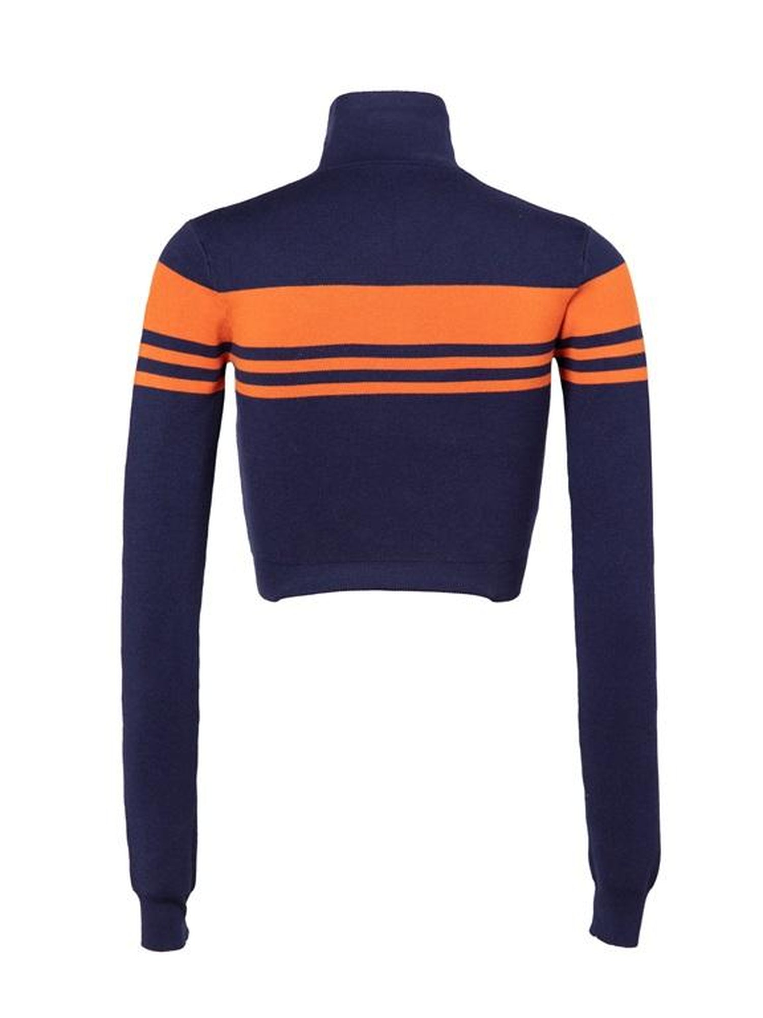 JYOSEI Retro Bella High Neck Cropped Sweater Orange Blue
