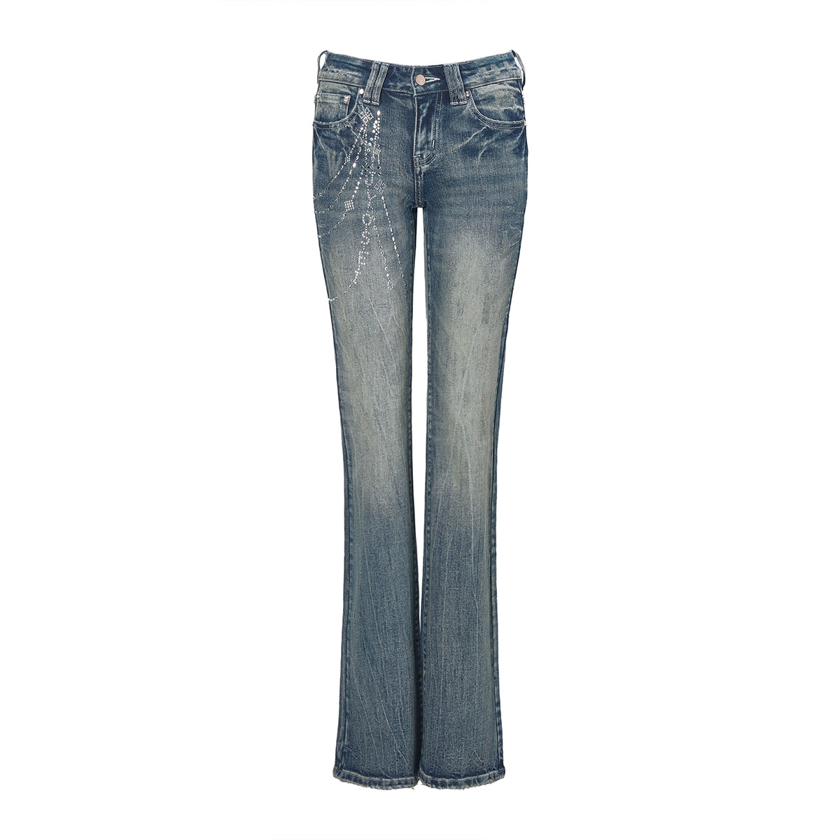 JYOSEI_Retro_Washed_Blue_Stretch_Flared_Denim_Jeans_For_Women_MISSTT