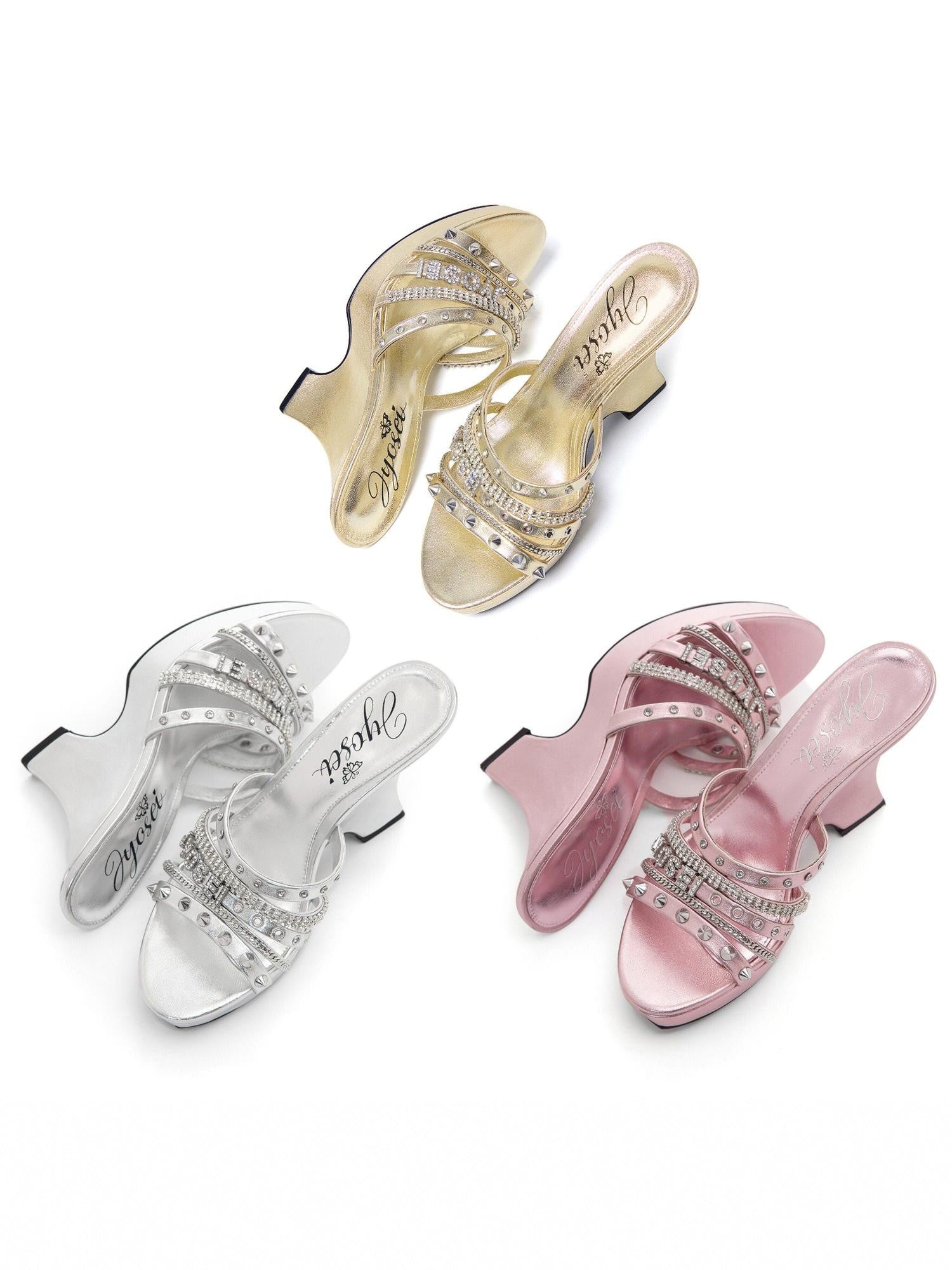 JYOSEI Sequined Strappy Platform Peep Toe Women&