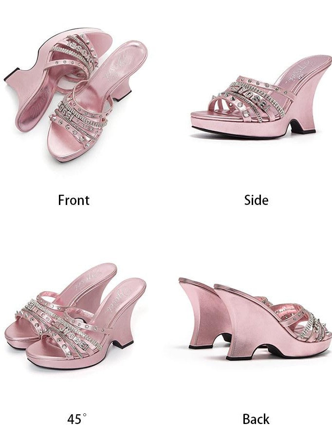 JYOSEI Sequined Strappy Platform Peep Toe Women&