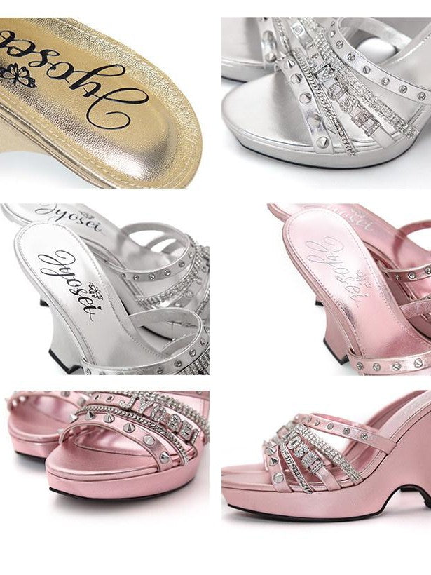 JYOSEI Sequined Strappy Platform Peep Toe Women&