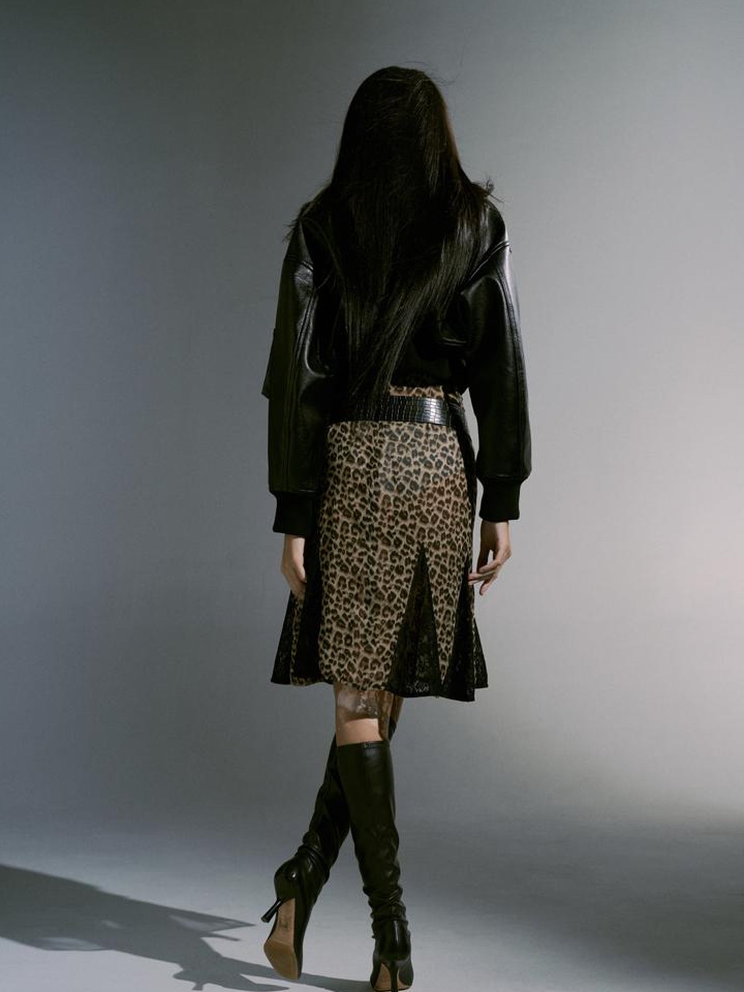 JYOSEI Short Black Shearling Biker Jacket Women Spring Oversized Leather Coat