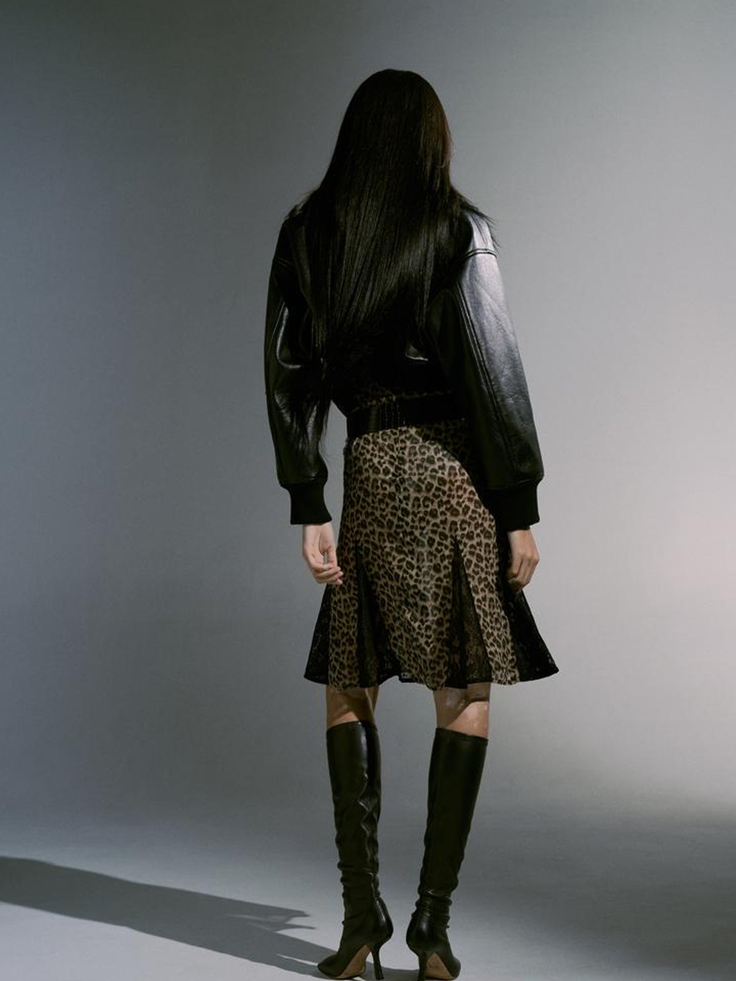 JYOSEI Short Black Shearling Biker Jacket Women Spring Oversized Leather Coat