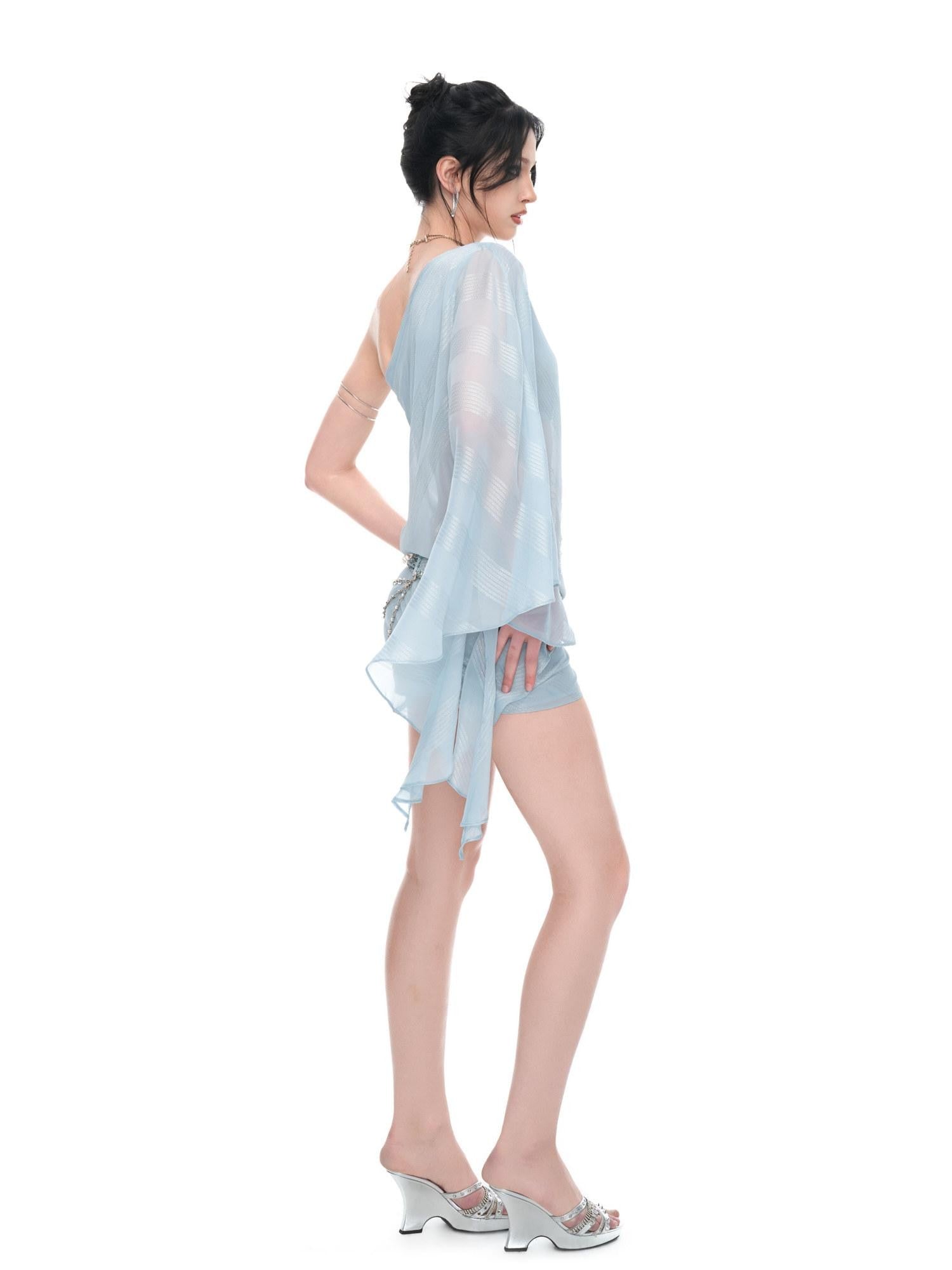 JYOSEI Silver Shimmer One Shoulder Bodycon Women&
