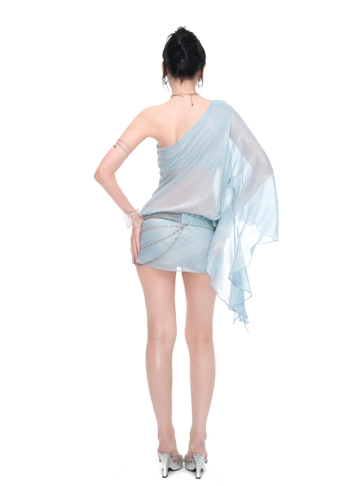 JYOSEI Silver Shimmer One Shoulder Bodycon Women&