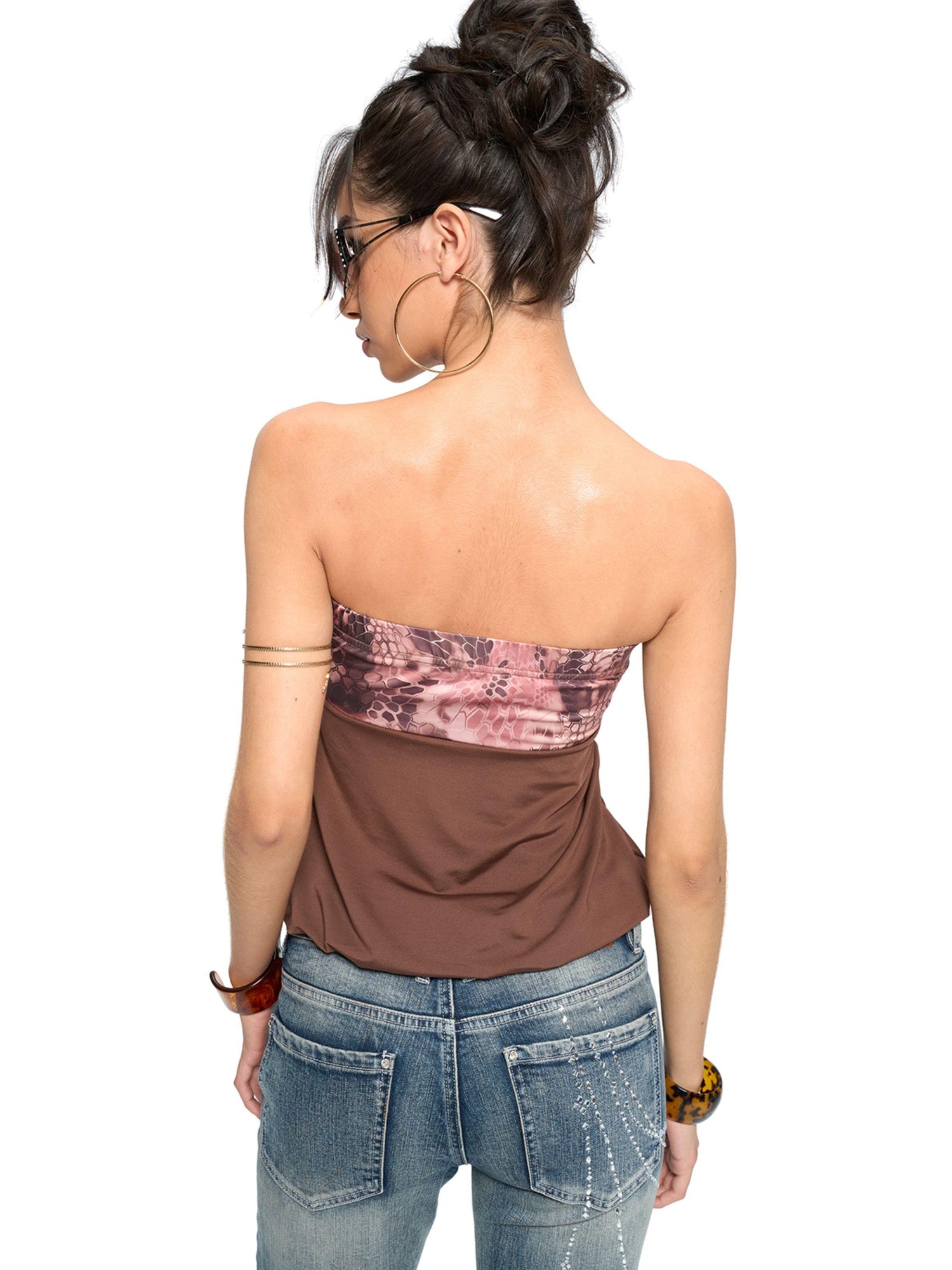JYOSEI Snake Print Stretch Suede Bustier Top