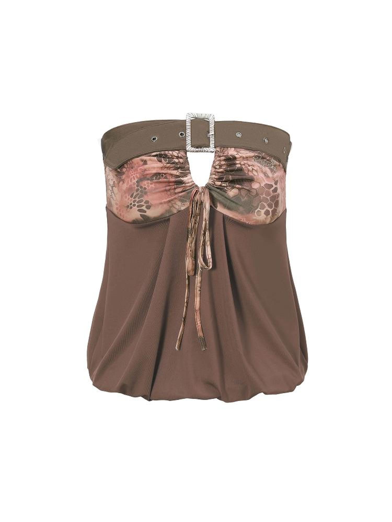 JYOSEI Snake Print Stretch Suede Bustier Top