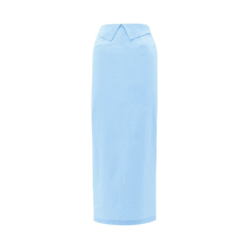 JYOSEI_Soft_Cotton_Two_Piece_Blue_Blouse_Skirt_Set_Youth_Slim_Fit_Women_Suits_MISSTT