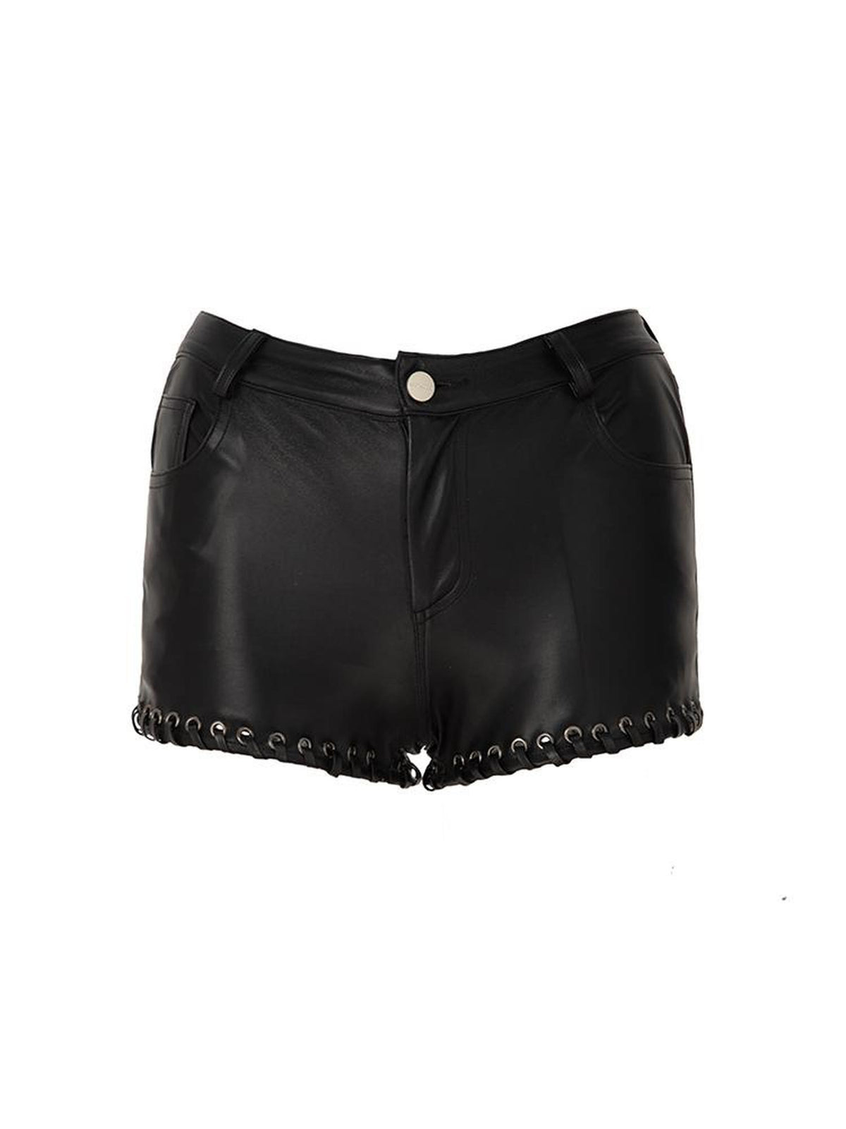 JYOSEI Street Style Lace Up Low Rise Faux Leather Women&