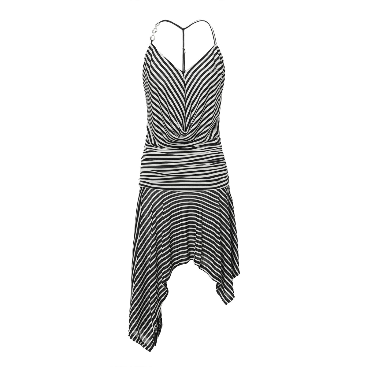 JYOSEI_Striped_V-Neck_Asymmetrical_Hem_Slip_Dress_MISSTT