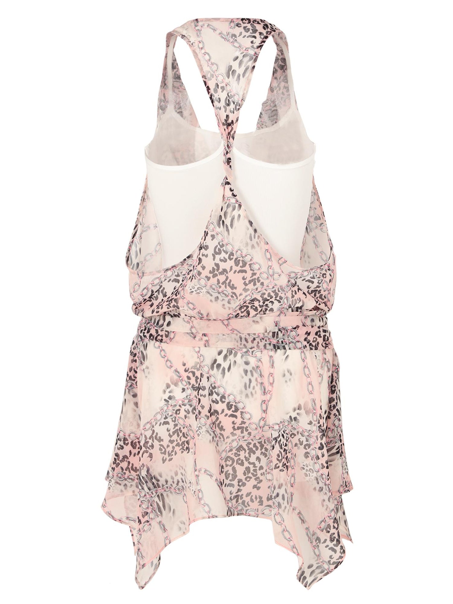 JYOSEI V-neck Vacation Style Leopard Print Chiffon Dress With Tie Front