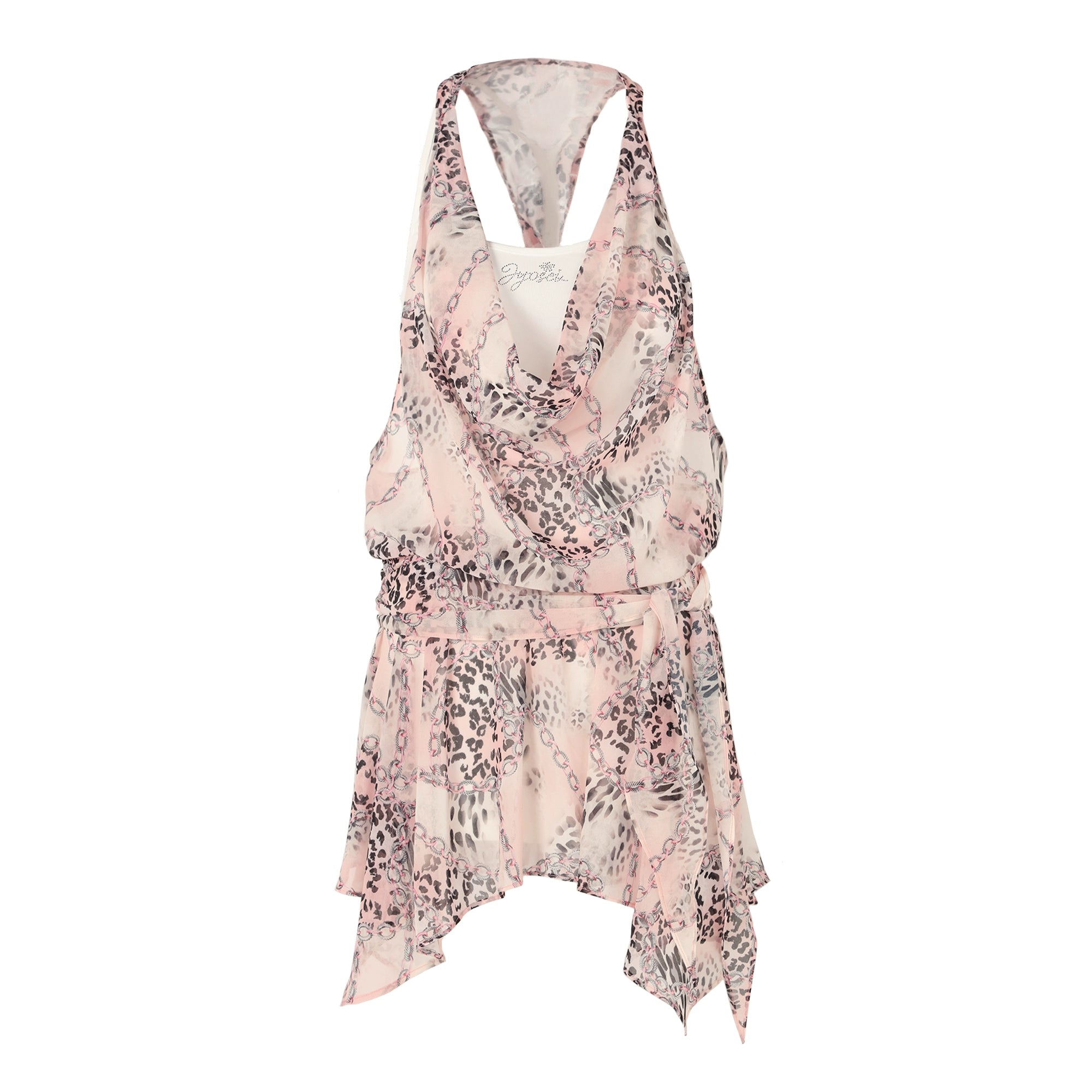 JYOSEI_V-neck_Vacation_Style_Leopard_Print_Chiffon_Dress_With_Tie_Front_MISSTT