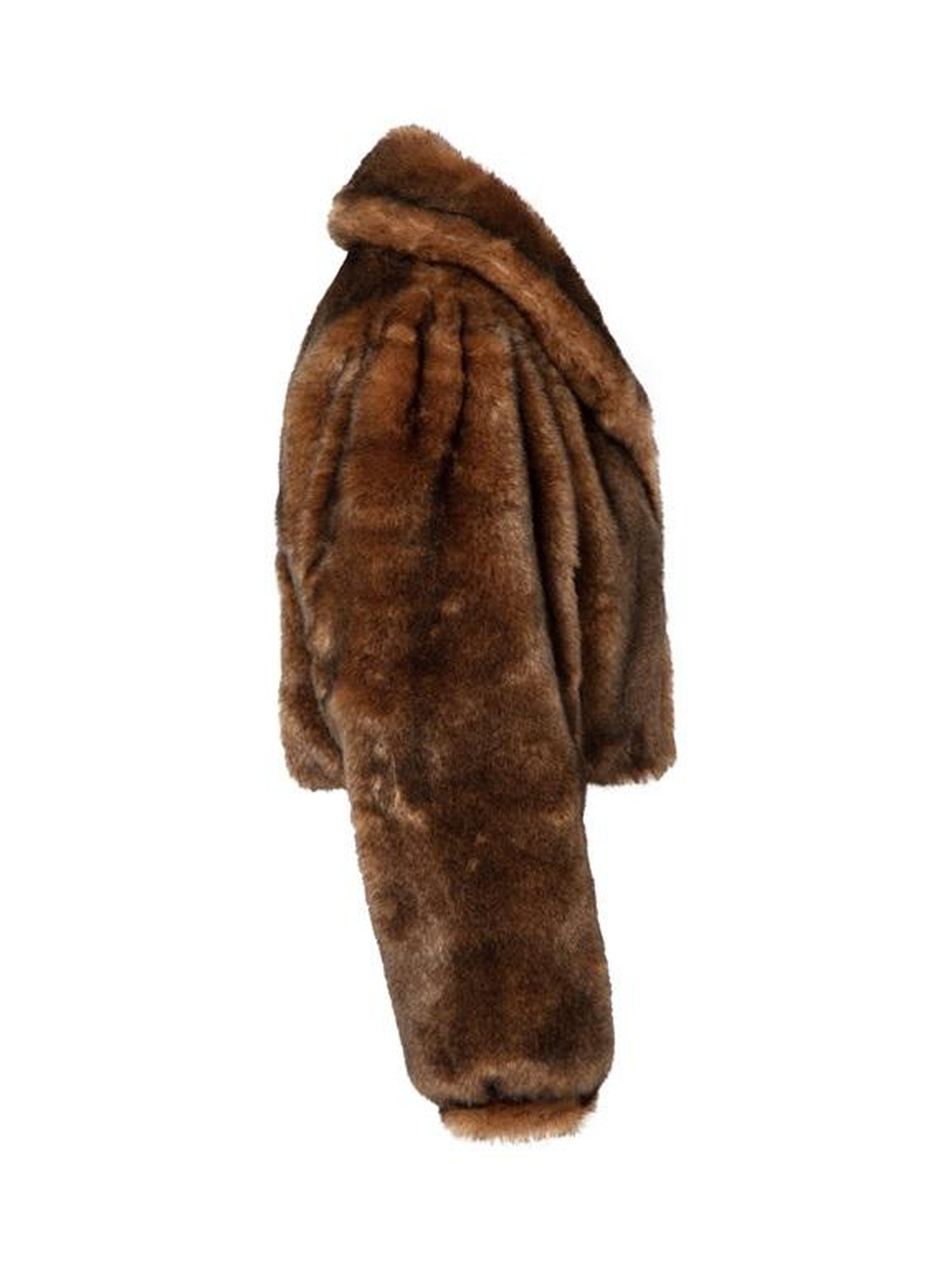JYOSEI Vintage Brown Black Faux Fur Cropped Jacket