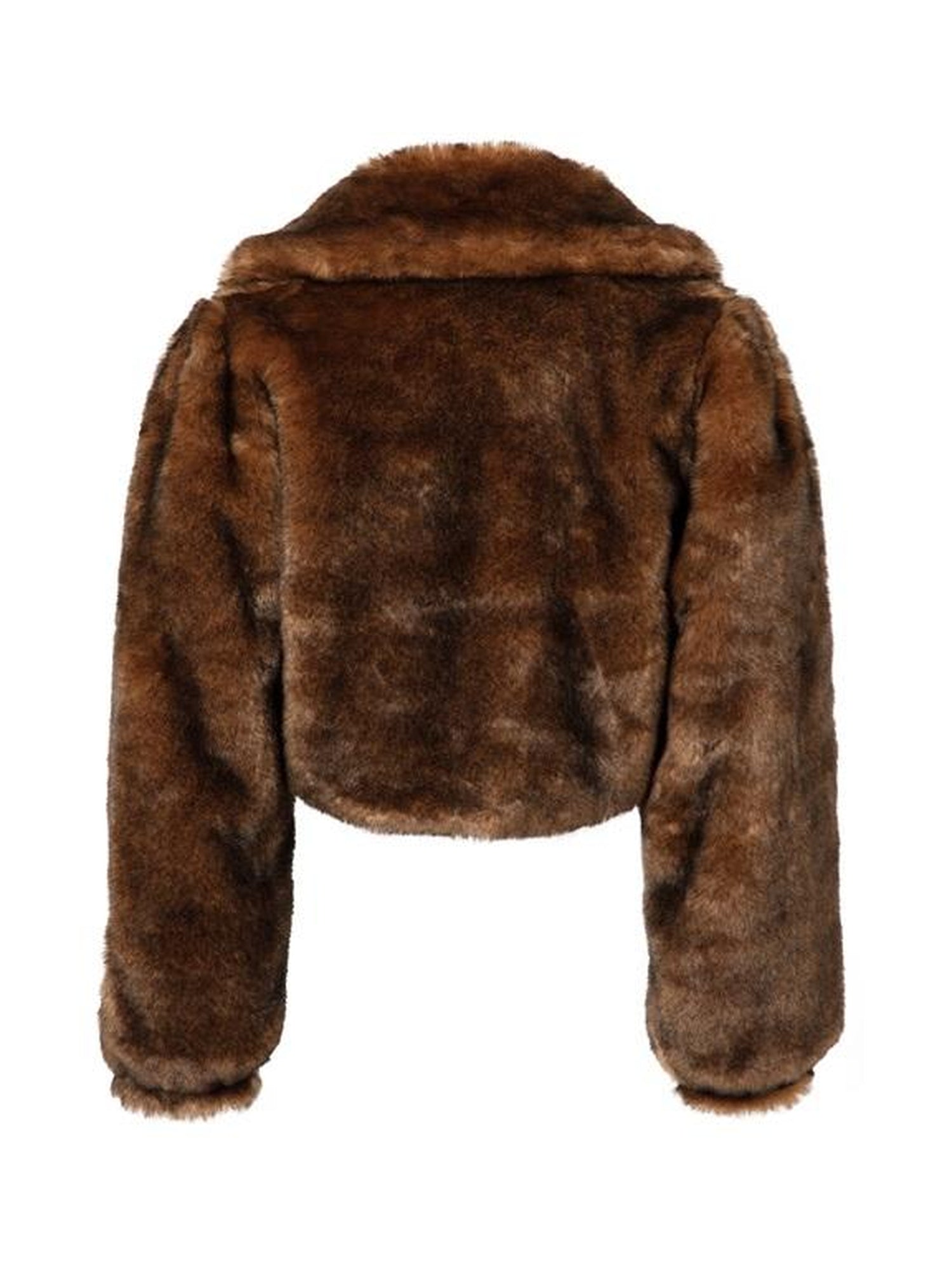 JYOSEI Vintage Brown Black Faux Fur Cropped Jacket