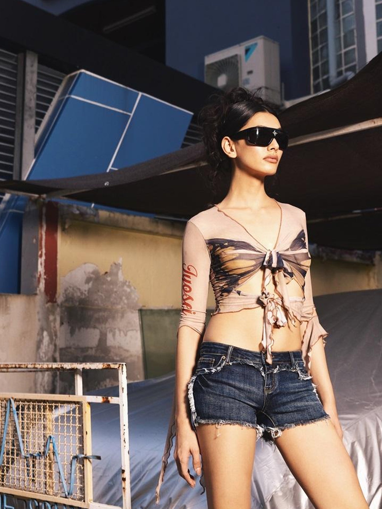 JYOSEI Vintage Low Rise Distressed Denim Shorts