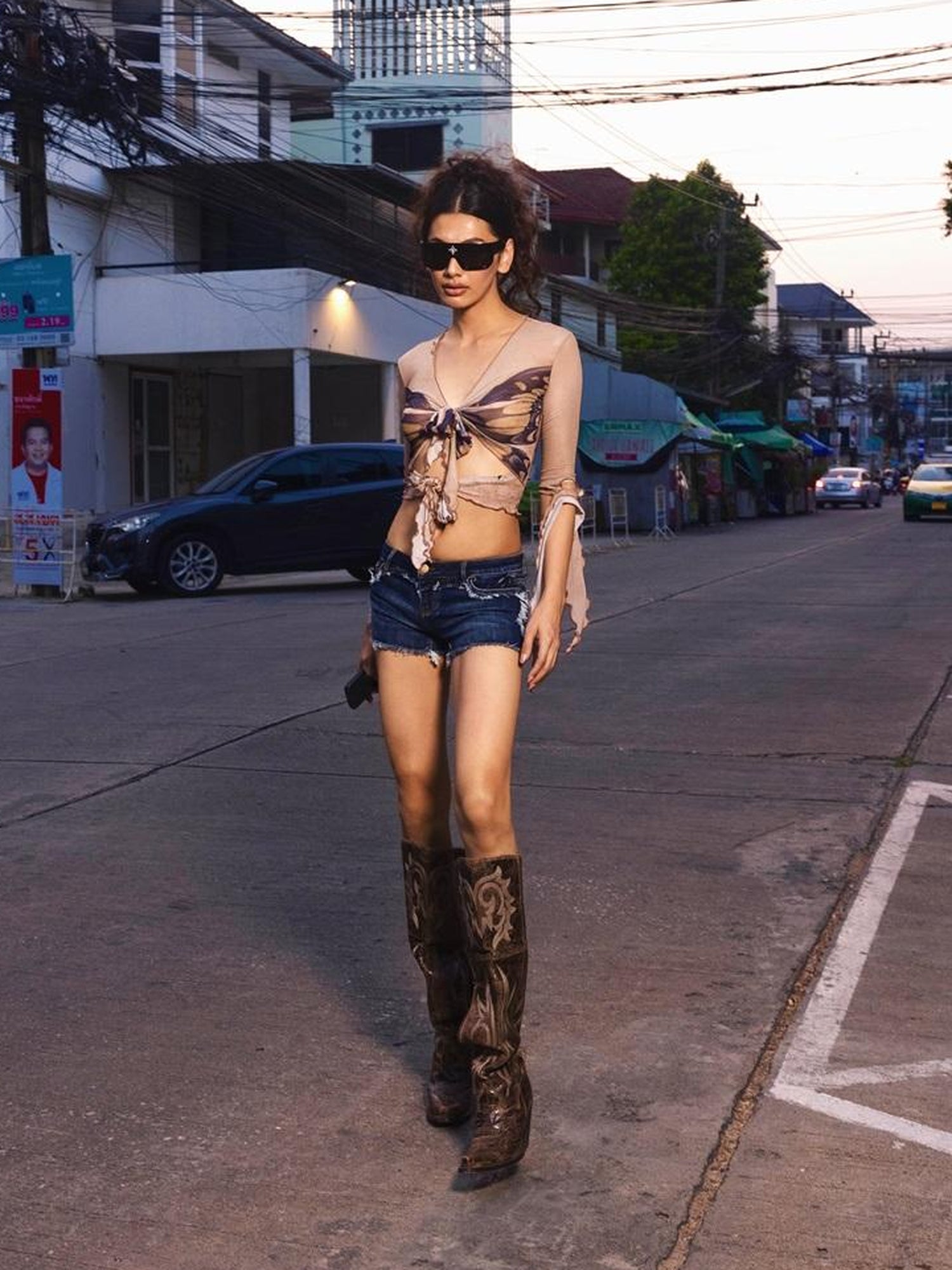 JYOSEI Vintage Low Rise Distressed Denim Shorts