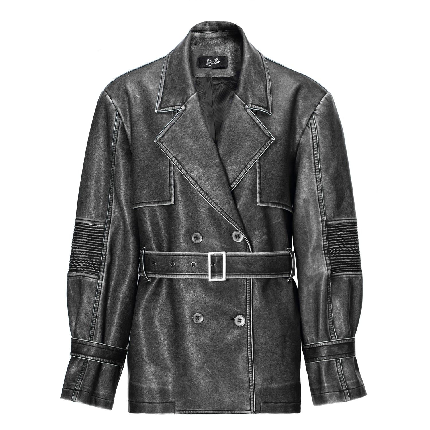 JYOSEI_Vintage_Washed_Grey_Oversized_Belted_Leather_Trench_Coat_MISSTT