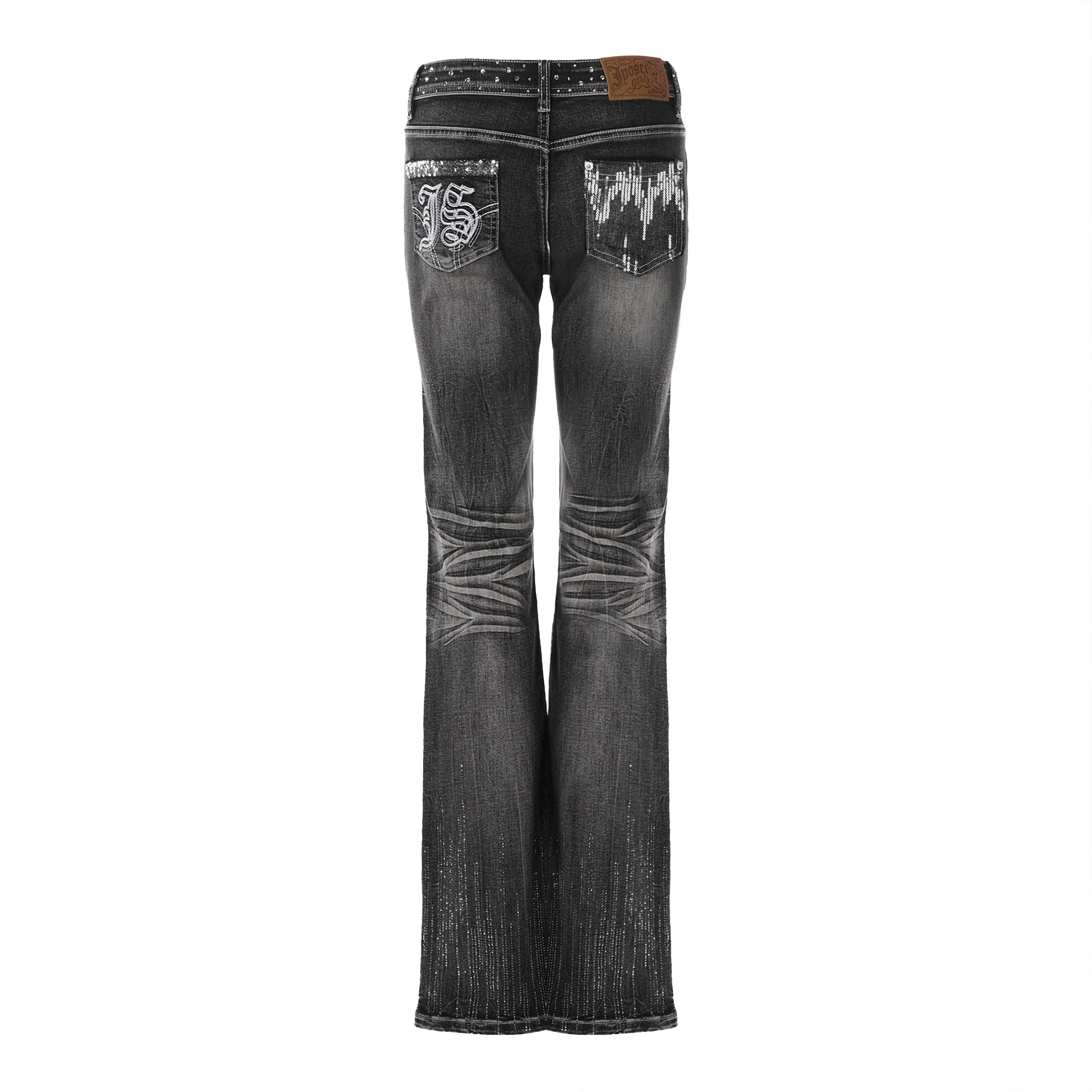 JYOSEI_Washed_Vintage_Embroidered_Rhinestone_Micro_Flare_Women&