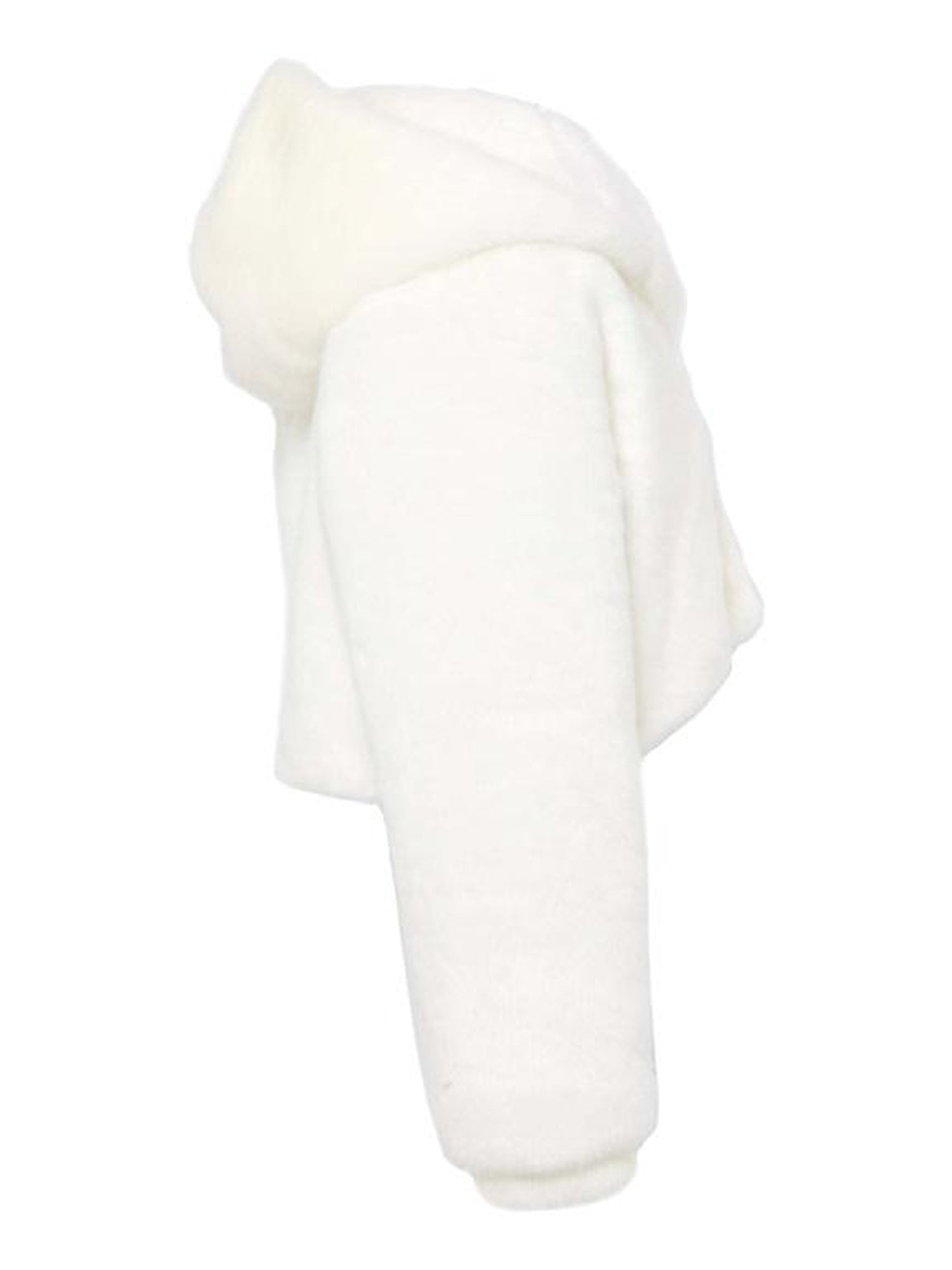 JYOSEI White Fluffy Cloud Hooded Jacket With Heart Button