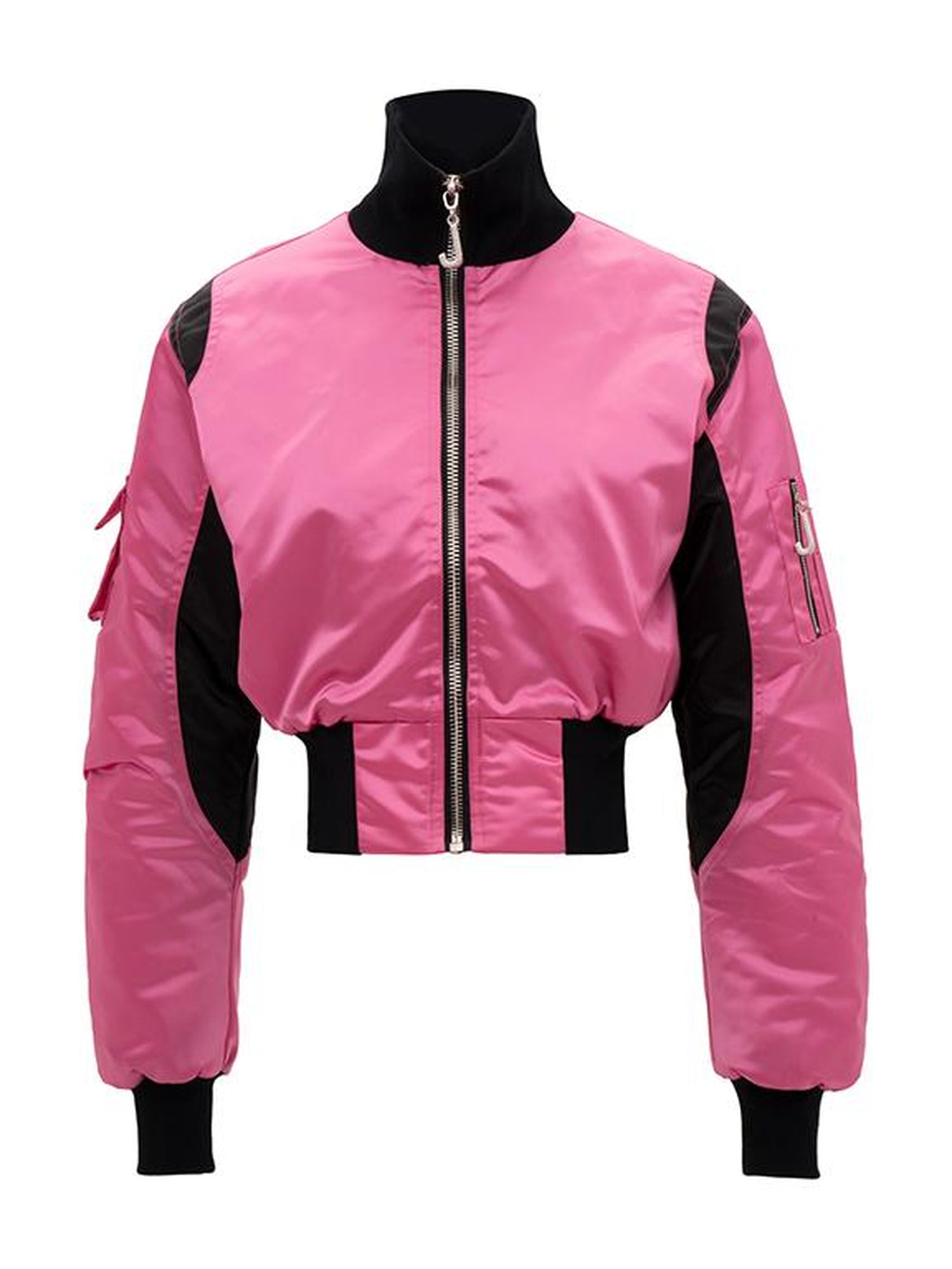 JYOSEI Women Black Pink Cropped Jacket With Pleated Detail