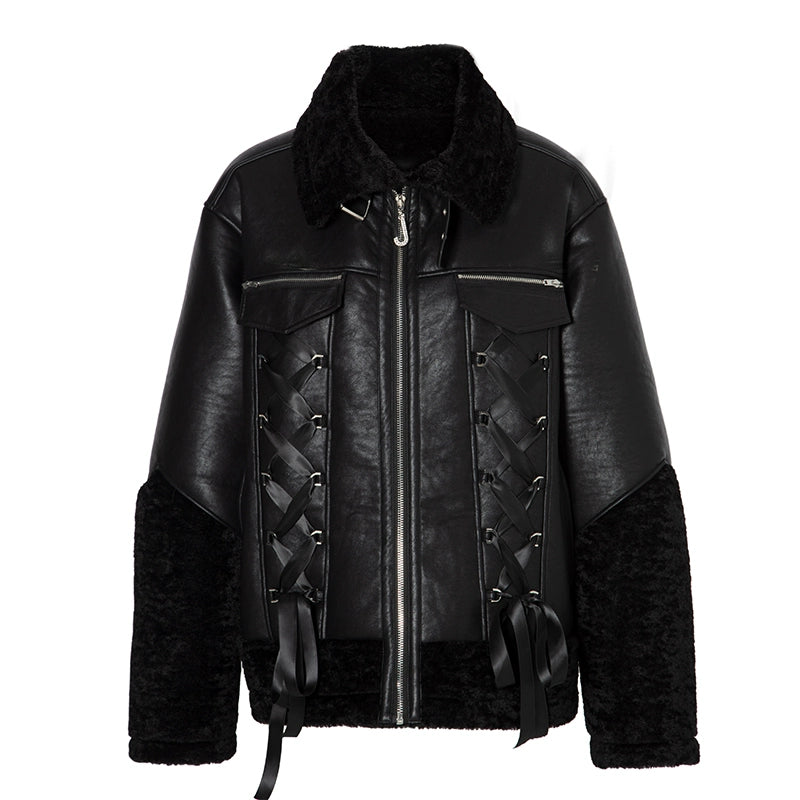 JYOSEI_Women_Black_Shearling_Leather_Jacket_With_Ribbon_Detail_MISSTT