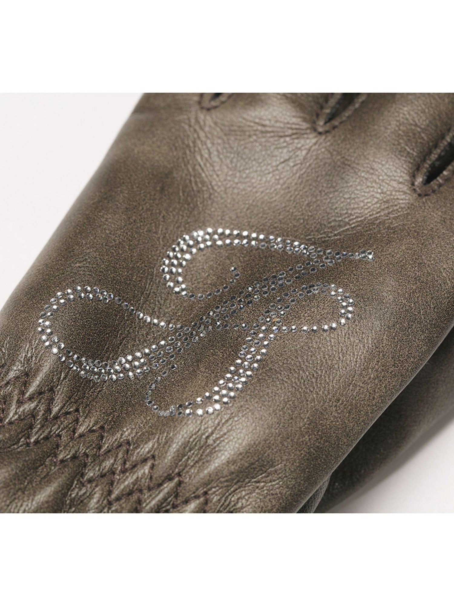 JYOSEI Women Christmas New Year Angora Blend Faux Leather Gloves With Rhinestones