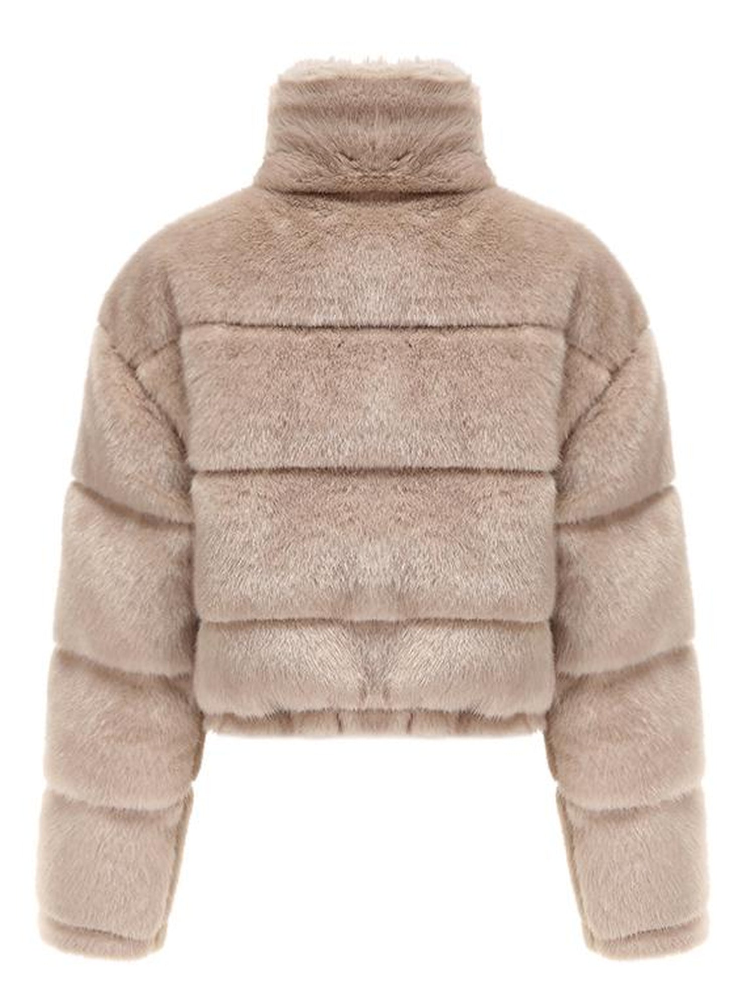 JYOSEI Women High Neck Faux Mink Plush Down Jacket With Drawstring