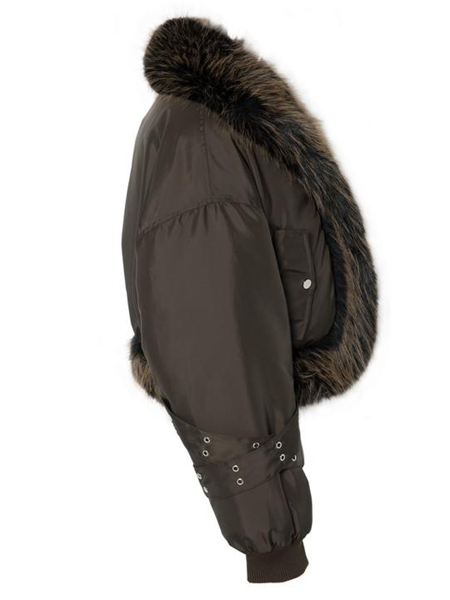 JYOSEI Women Winter Quilted Jacket With Gray Fur Collar Loose Oversized Fashion