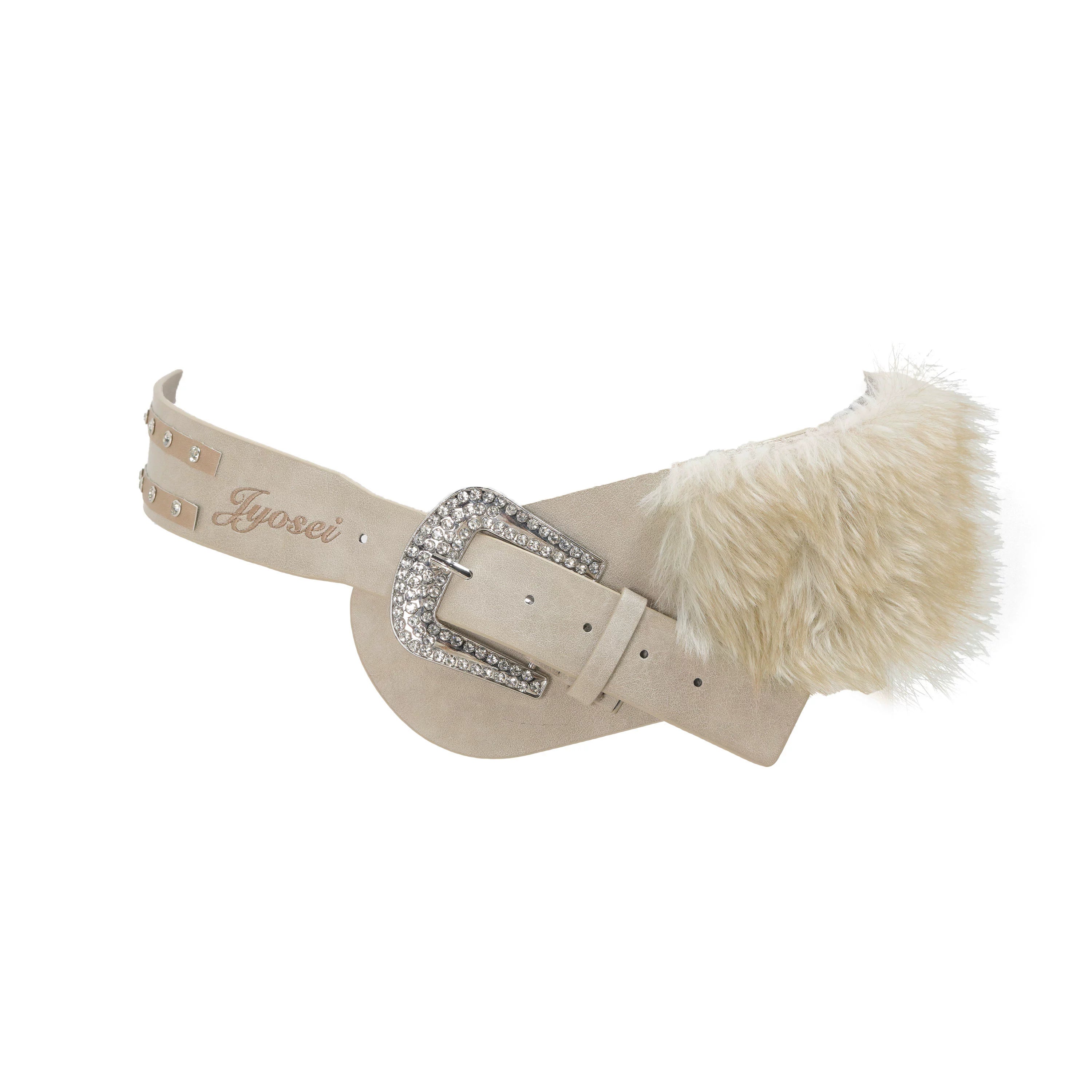 JYOSEI_Y2K_Faux_Fur_Leather_Belt_With_Rhinestone_Embroidery_MISSTT