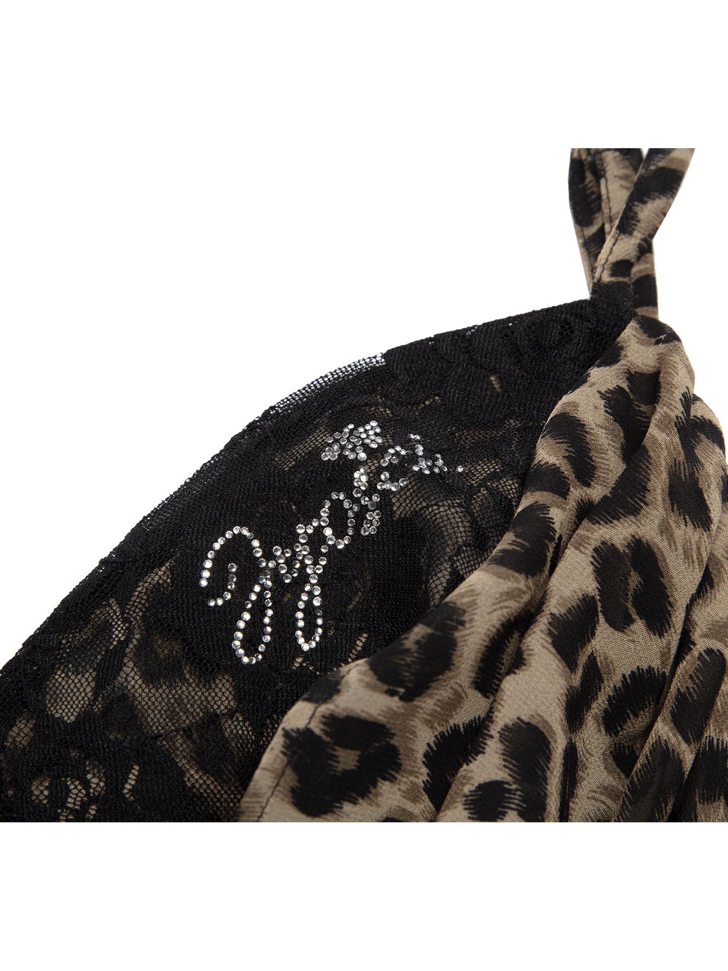 JYOSEI Y2K Leopard Lace Trim Sheer Chiffon Slip Dress V-Neck T-Shirt Long-Sleeve