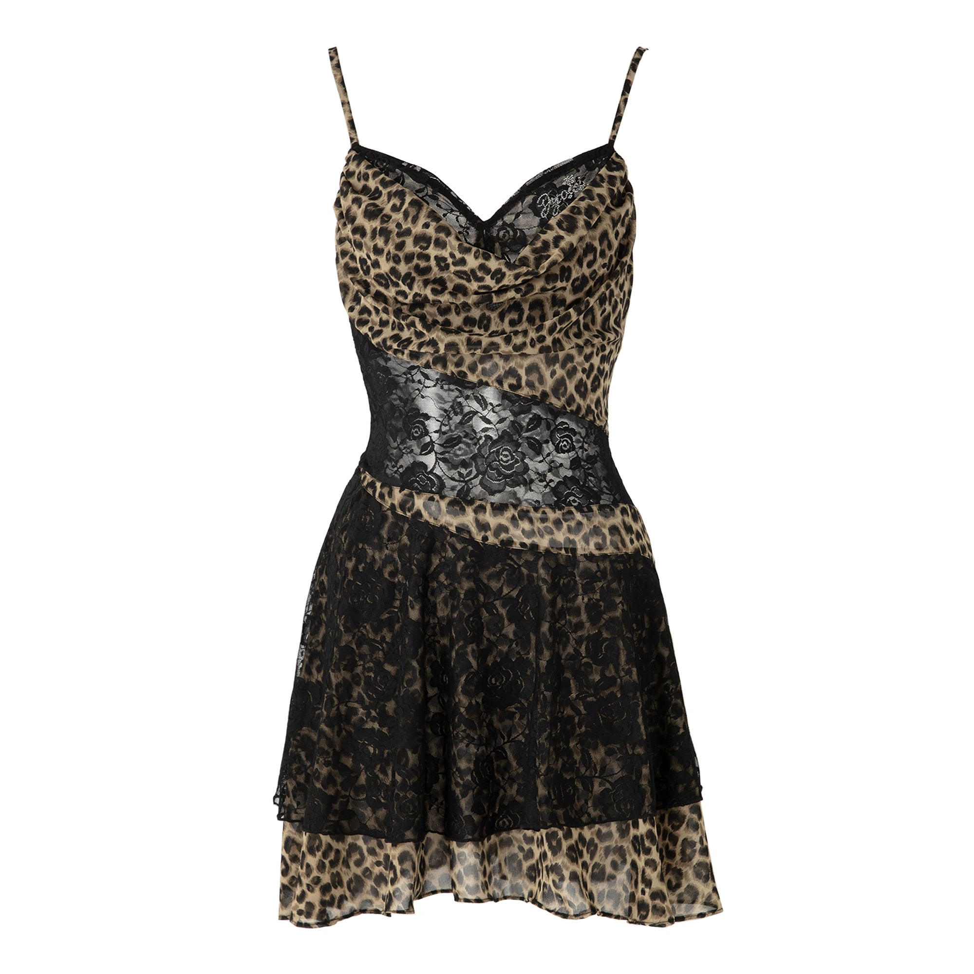 JYOSEI_Y2K_Leopard_Lace_Trim_Sheer_Chiffon_Slip_Dress_V-Neck_T-Shirt_Long-Sleeve_MISSTT