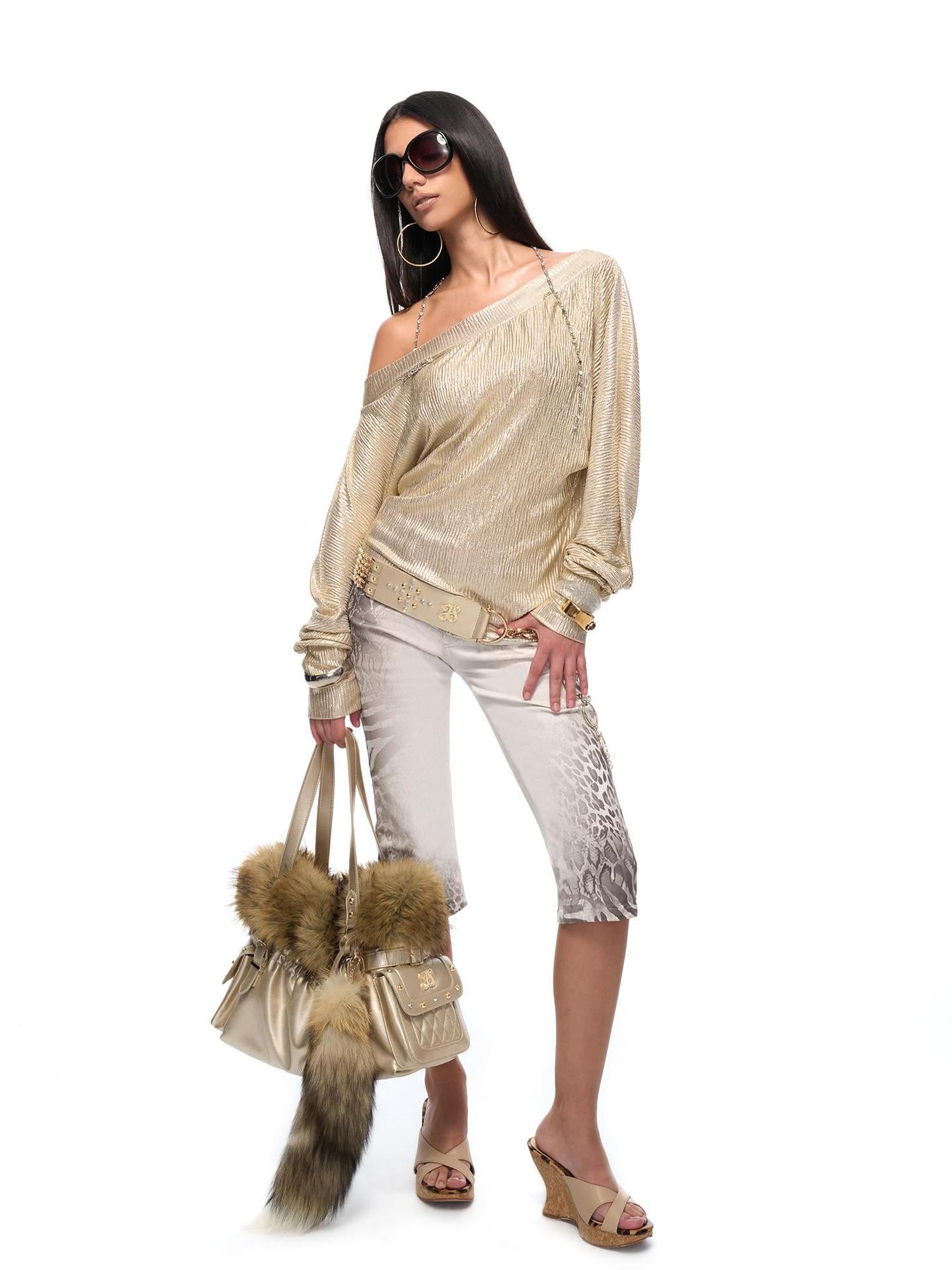 JYOSEI Y2K Low Rise Gray White Leopard Print Stretch Cotton Capri Pants