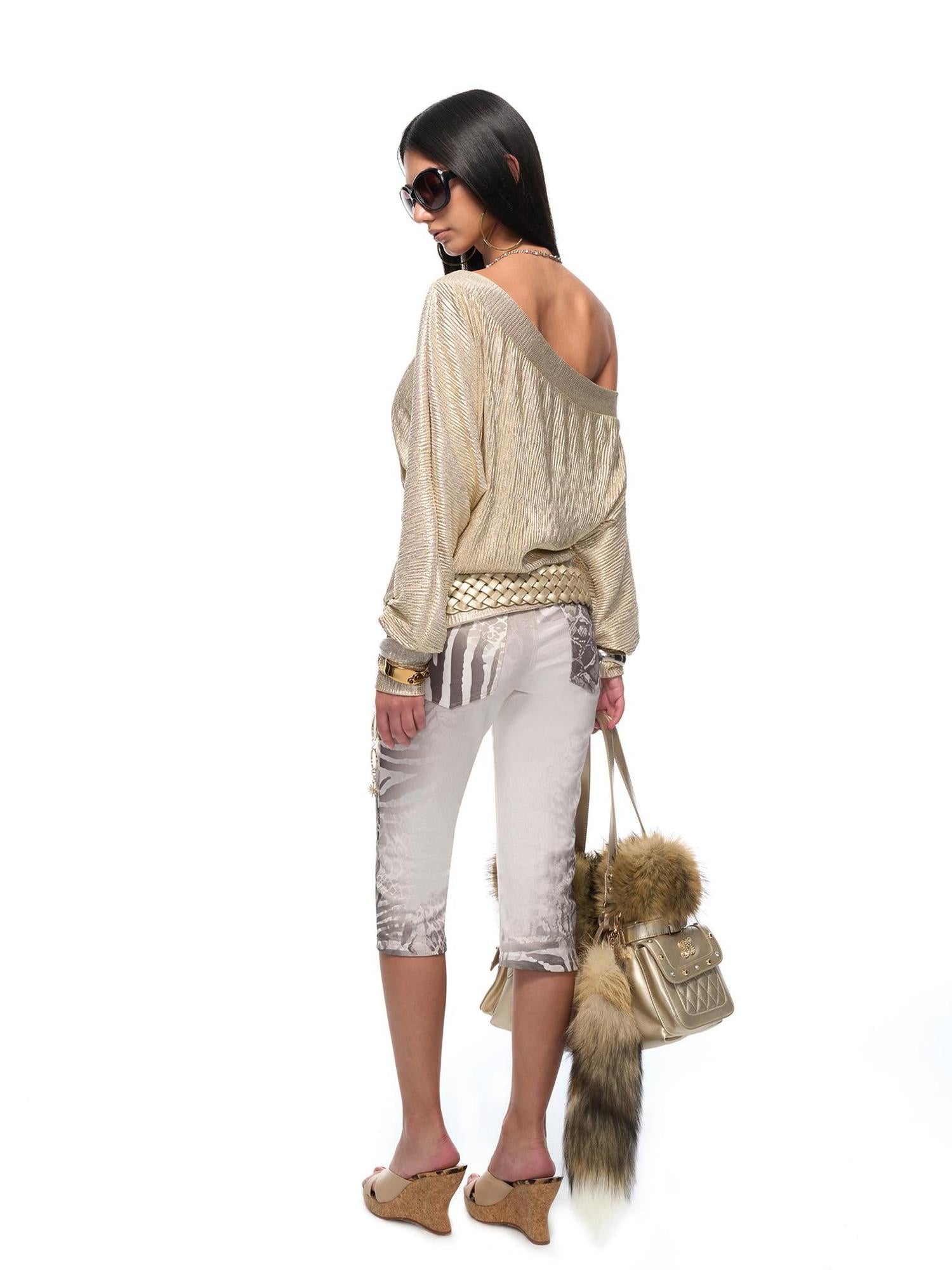 JYOSEI Y2K Low Rise Gray White Leopard Print Stretch Cotton Capri Pants