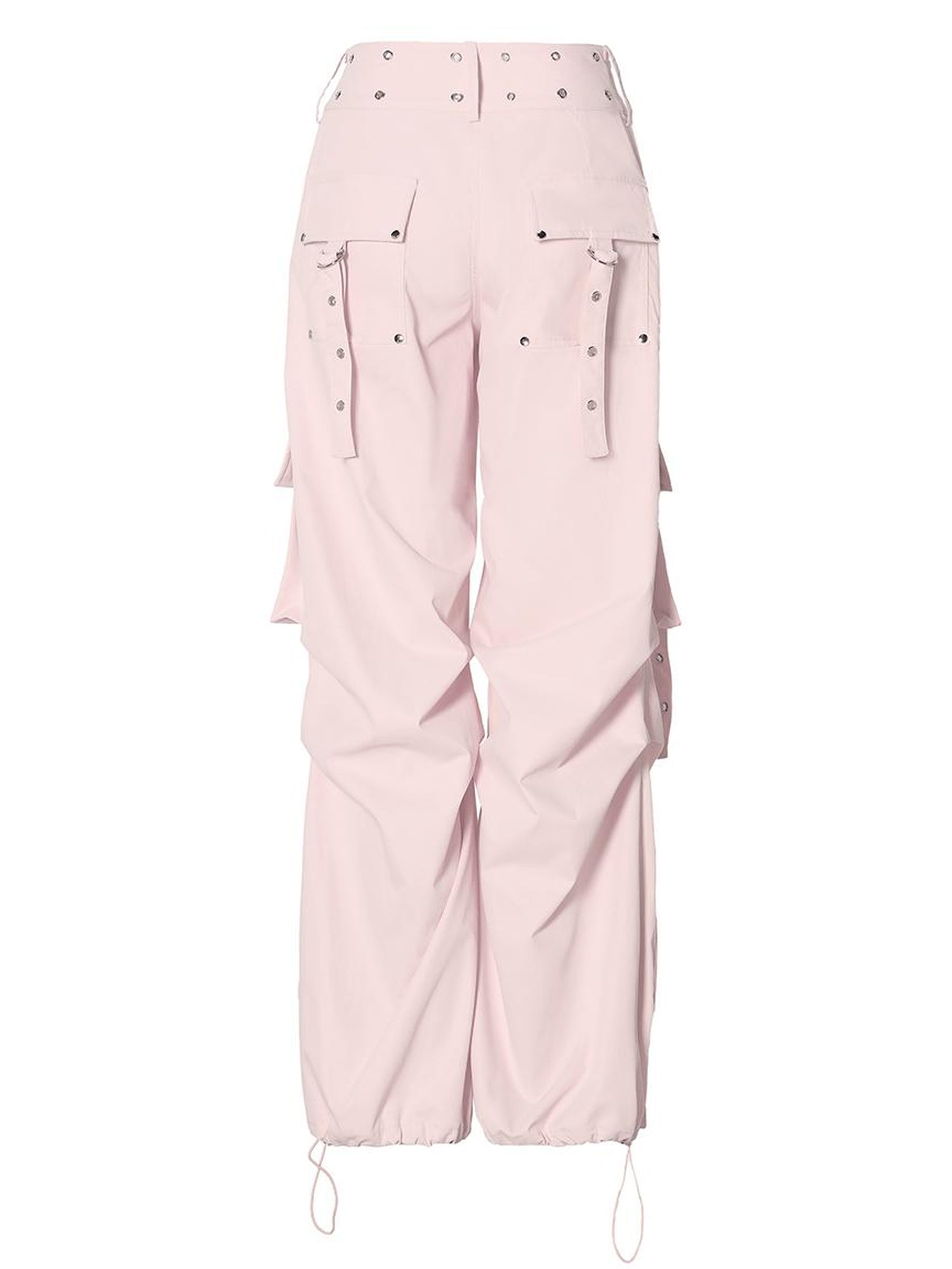JYOSEI Y2K Low Waist Cargo Wide Leg Pants with Rivet Eyelets
