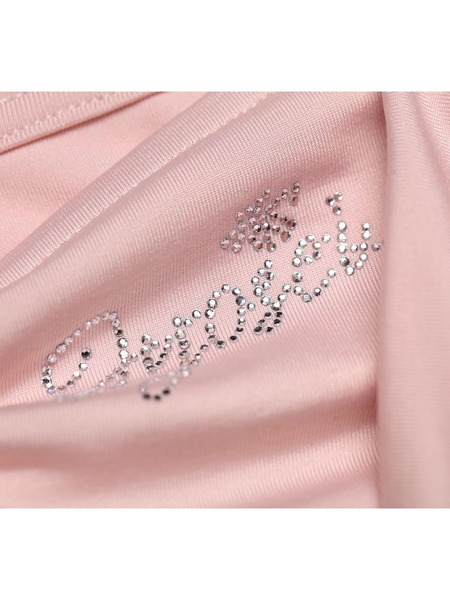 JYOSEI Y2K Strap Top With Draped Neckline & Gradient Rhinestones