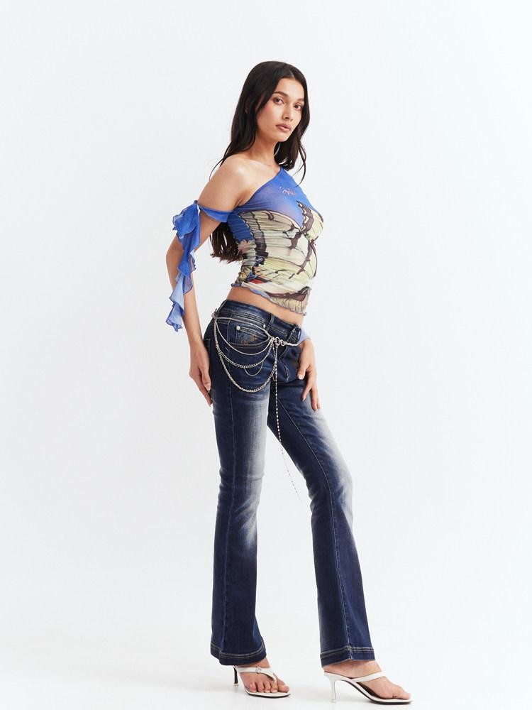 JYOSEI Y2k One Shoulder Ruffle Edge Fitted Women&
