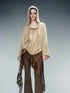 Distressed Suede Panel Asymmetrical Knit Sweater