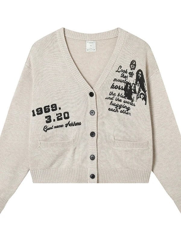 Vintage Love Knit Sweater With Lennon Ono Print