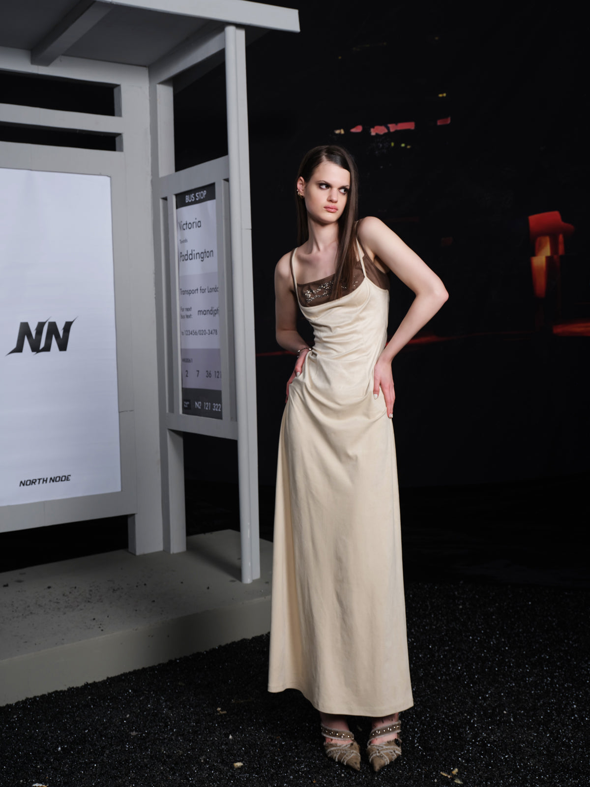 UpdateNN NORTH NODE Same Tone Color Block Slip Dress