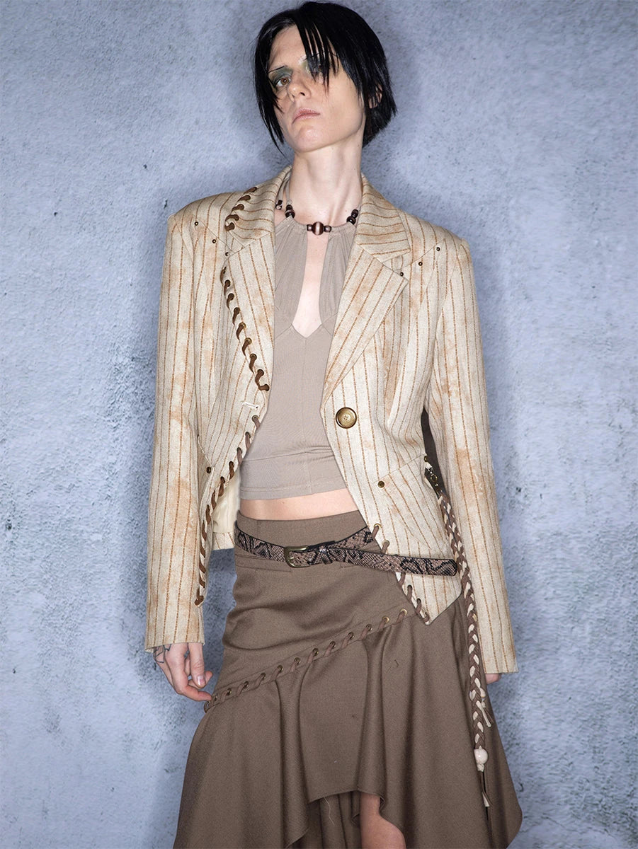 Emberglow Dawn Nomadic Tassel Tie Tailored Blazer