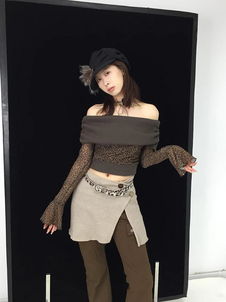 Knitted Beige Stretchy Coconut Button Skirt