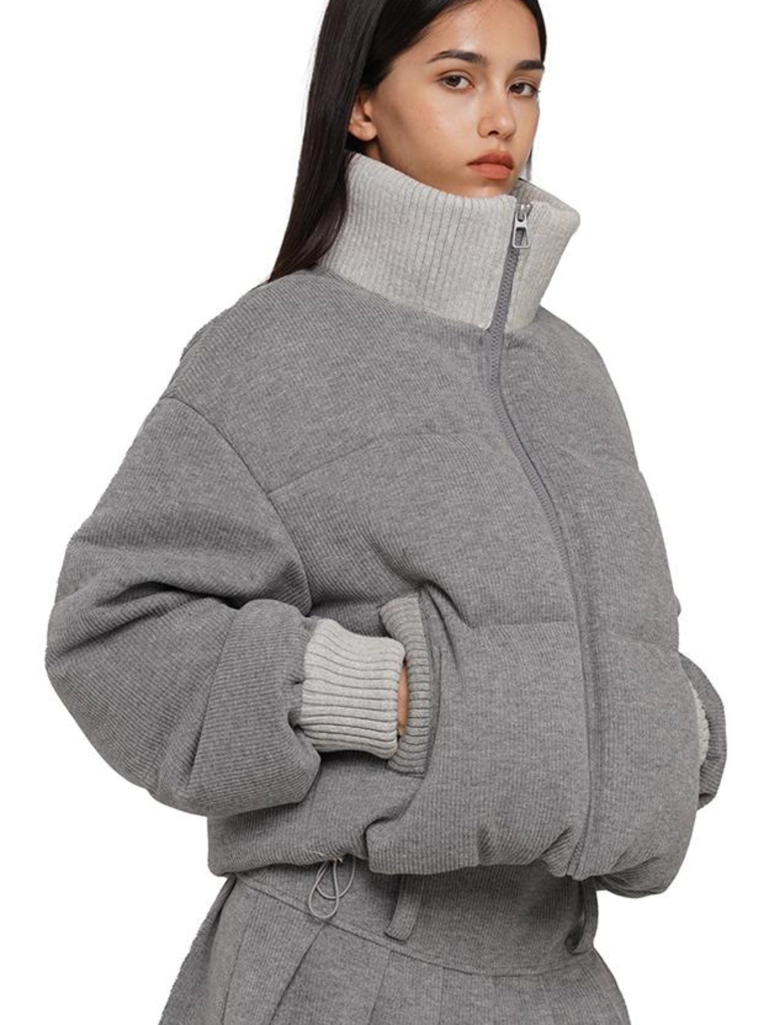 SweetChilling Knitted Cotton Puff Sleeve Coat Pleated Skirt Pants Outerwear
