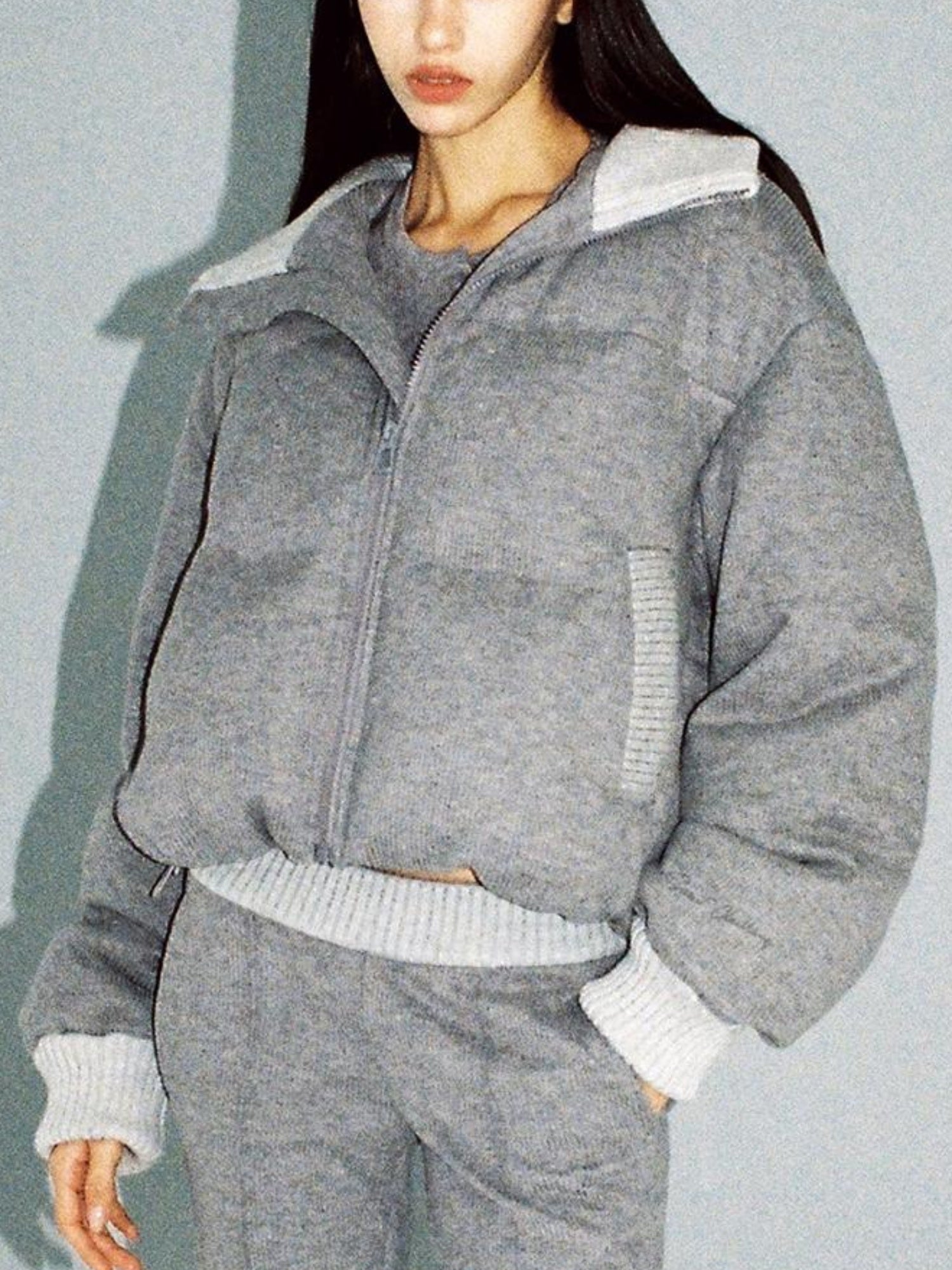 SweetChilling Knitted Cotton Puff Sleeve Coat Pleated Skirt Pants Outerwear