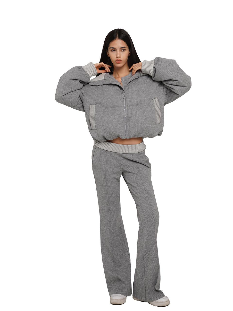 SweetChilling Knitted Cotton Puff Sleeve Coat Pleated Skirt Pants Outerwear