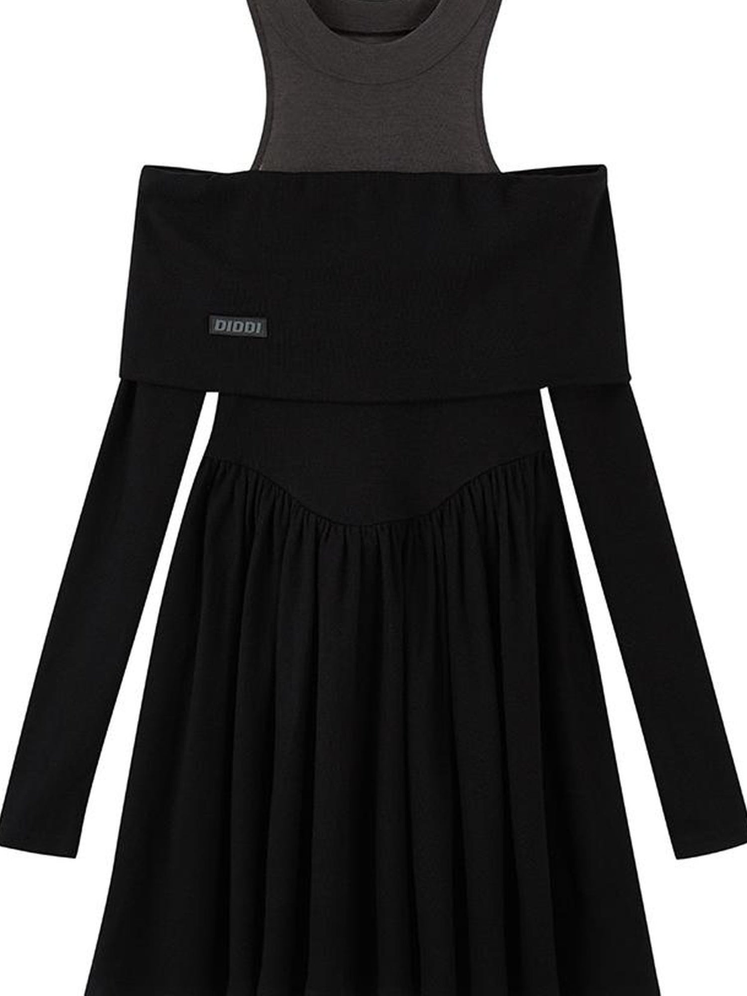 DIDDI MODA Knitted Off Shoulder Layered Dress With Embroidery