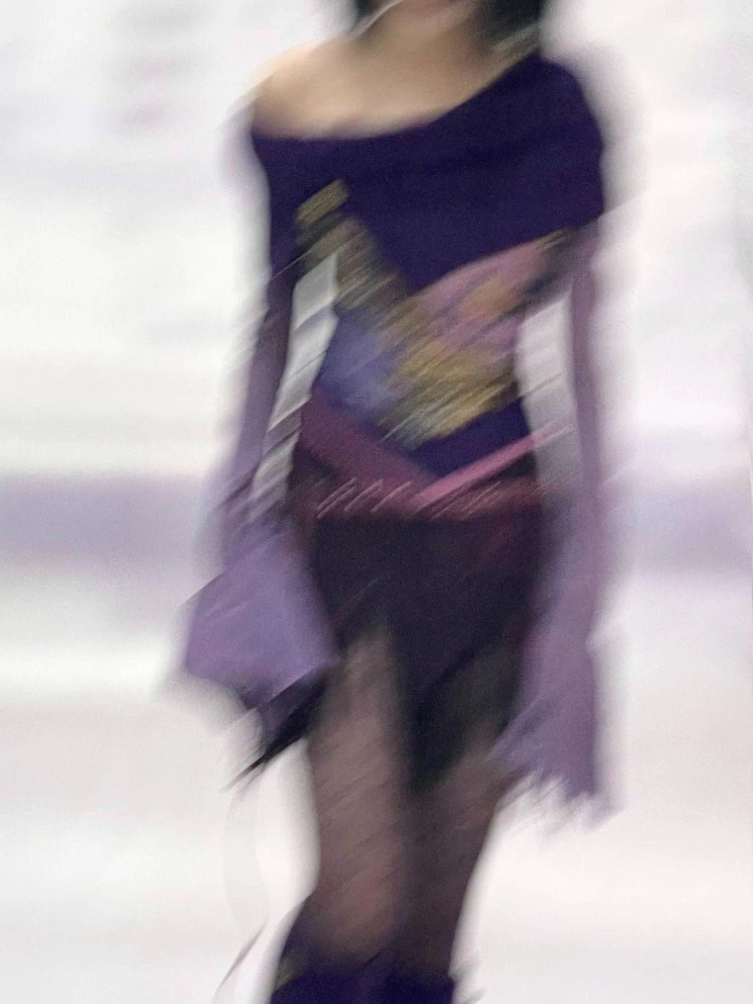 Knitted Pile Collar Printed Mesh