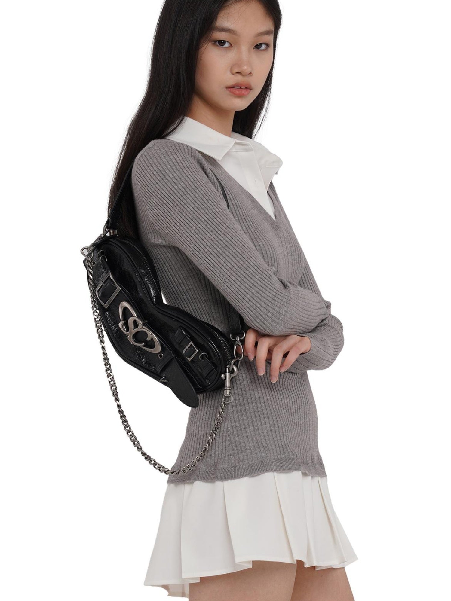SweetChilling Knitted Shirt With Pleated Skirt Dress