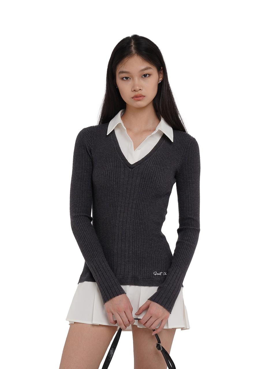 SweetChilling Knitted Shirt With Pleated Skirt Dress