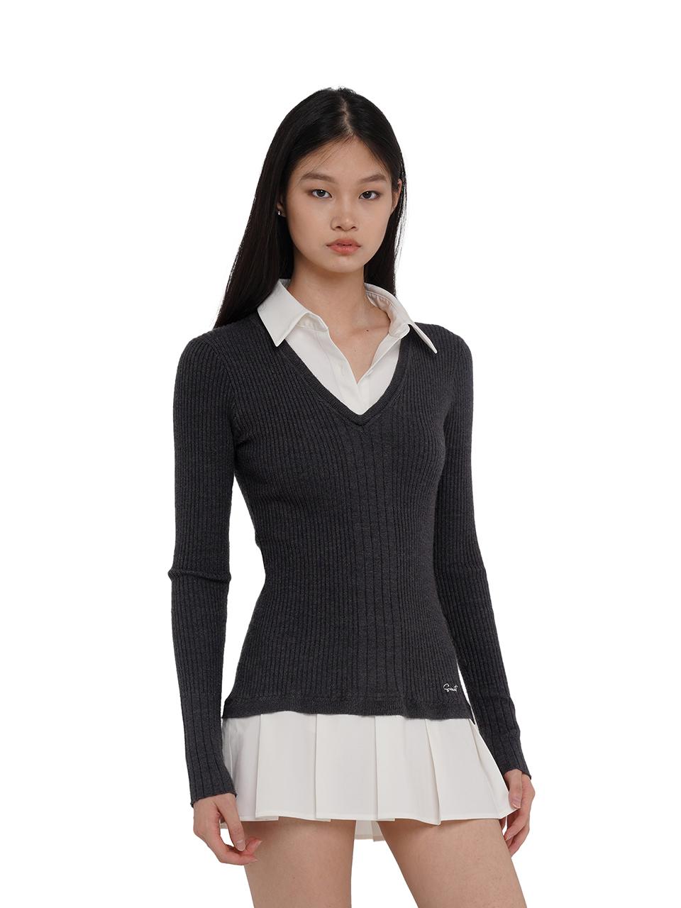 SweetChilling Knitted Shirt With Pleated Skirt Dress